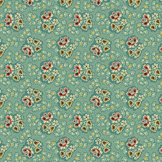 Oak Alley by Di Ford-Hall - A-9929-T - Floral Sprigs Turquoise