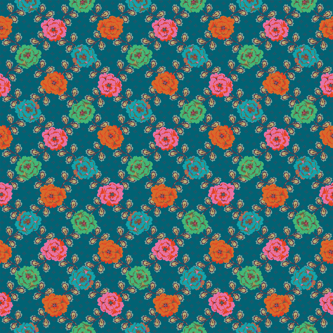 Fabric - Figo - Kathy Dougherty - Kindred Sketches - Connection Teal - 90527-64