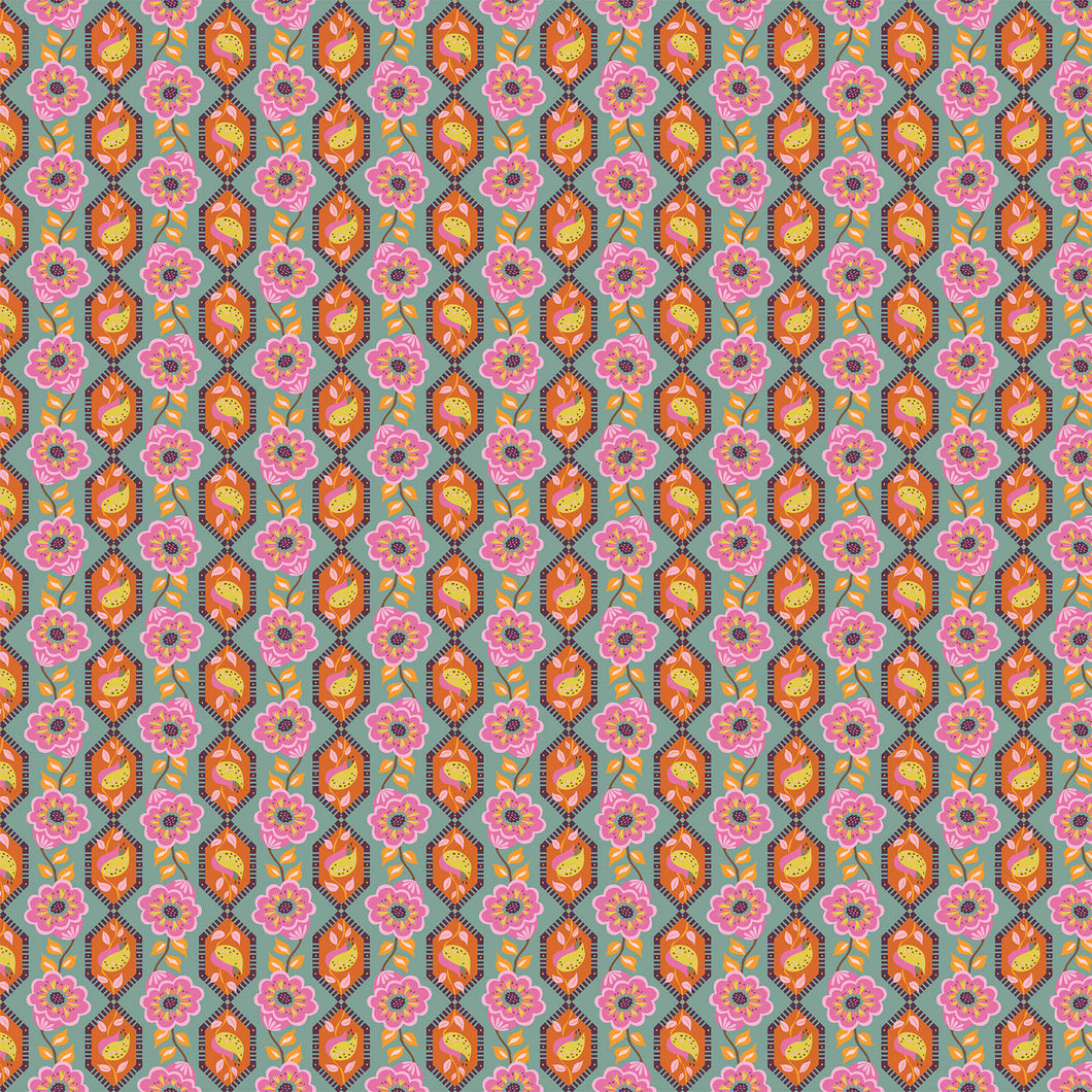 Fabric - Figo - Kathy Dougherty - Kindred Sketches - Linked Dusty Sky - 90528-40