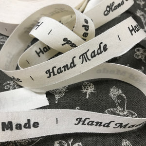 Cotton Tape with Wording 'handmade' 2" Lengths