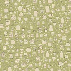 Tealicious - Q2418-66_SAGE - Monotone Tea Cups And Tea Pots
