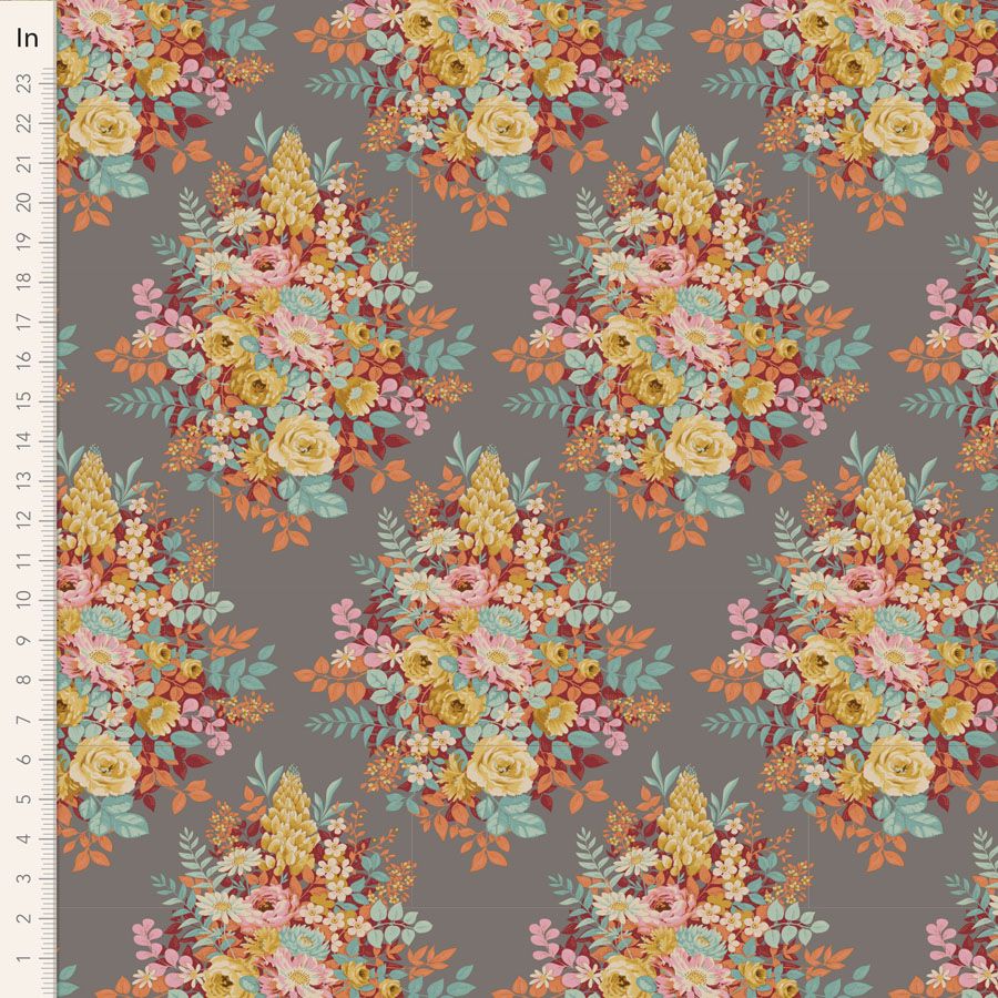 Fabric - Tilda - Chic Escape - Whimsy Flower Grey - 100451